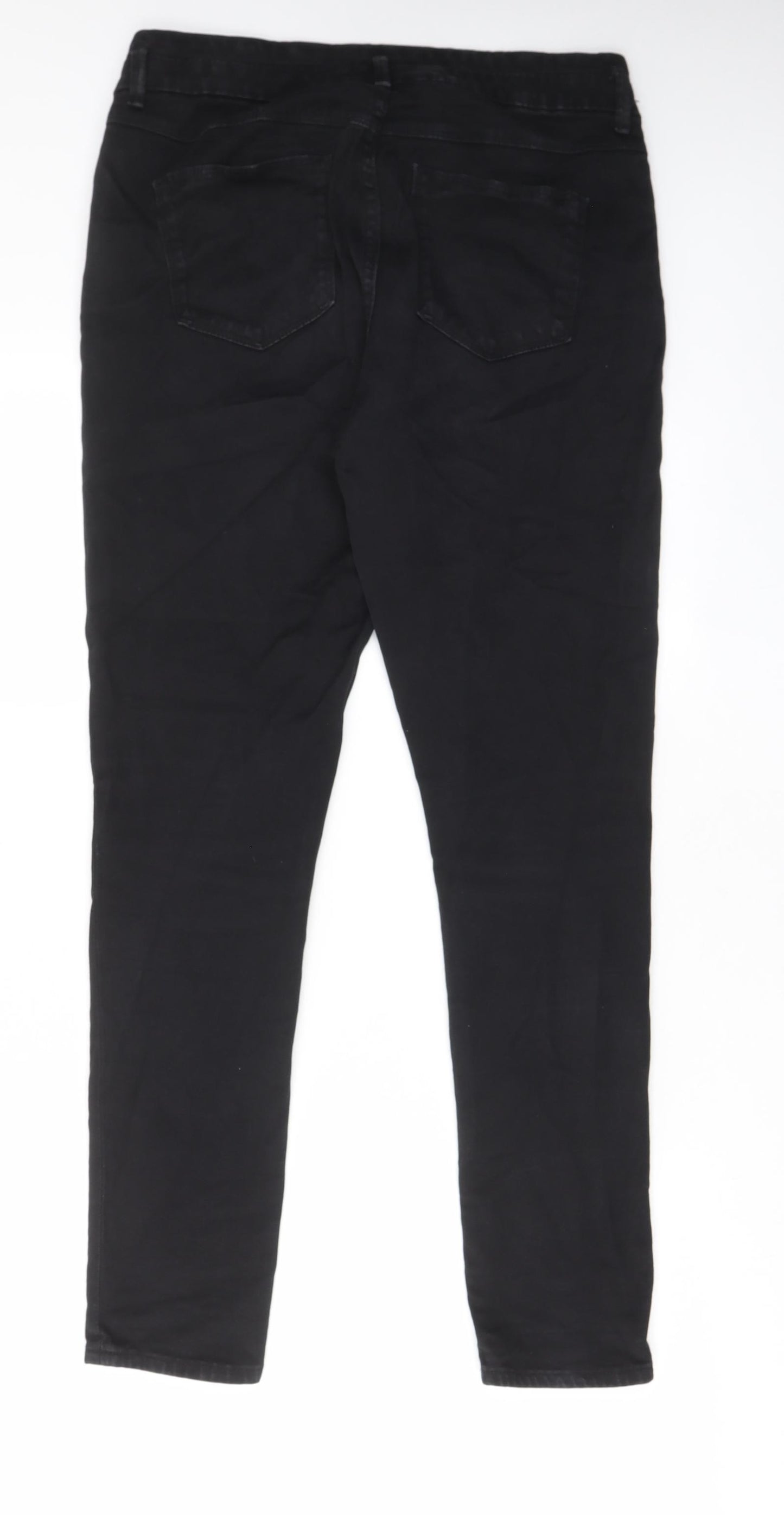 Topshop Womens Black Cotton Skinny Jeans Size 32 in L30 in Regular Zip - Pockets, Belt Loops