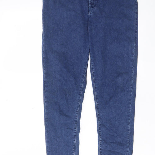 Topshop Womens Blue Cotton Skinny Jeans Size 32 in L30 in Regular Zip - Pockets, Belt Loops