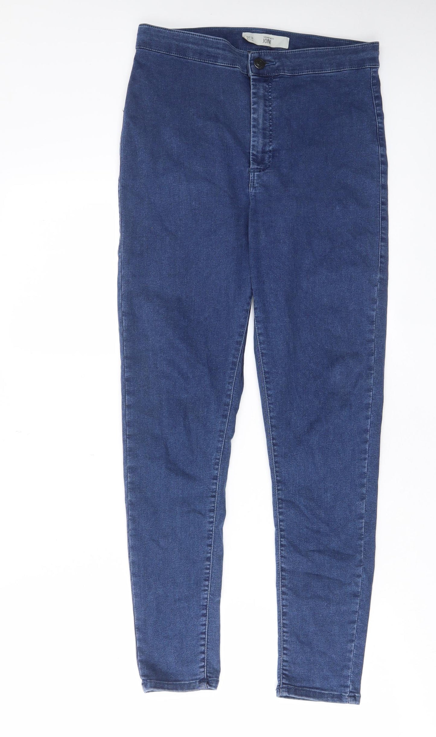 Topshop Womens Blue Cotton Skinny Jeans Size 32 in L30 in Regular Zip - Pockets, Belt Loops