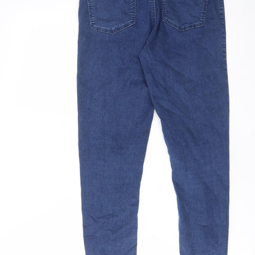 Topshop Womens Blue Cotton Skinny Jeans Size 32 in L30 in Regular Zip - Pockets, Belt Loops