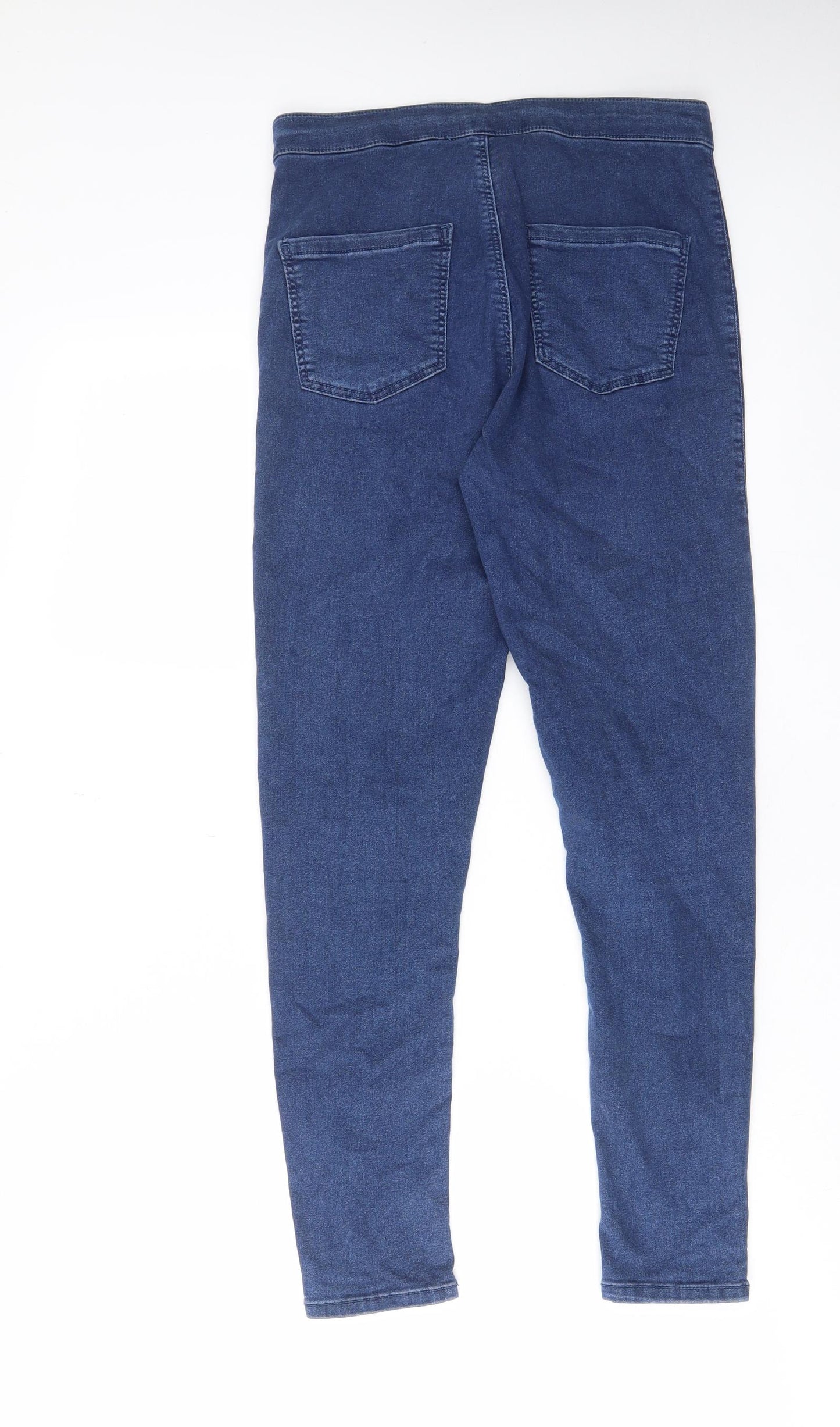 Topshop Womens Blue Cotton Skinny Jeans Size 32 in L30 in Regular Zip - Pockets, Belt Loops
