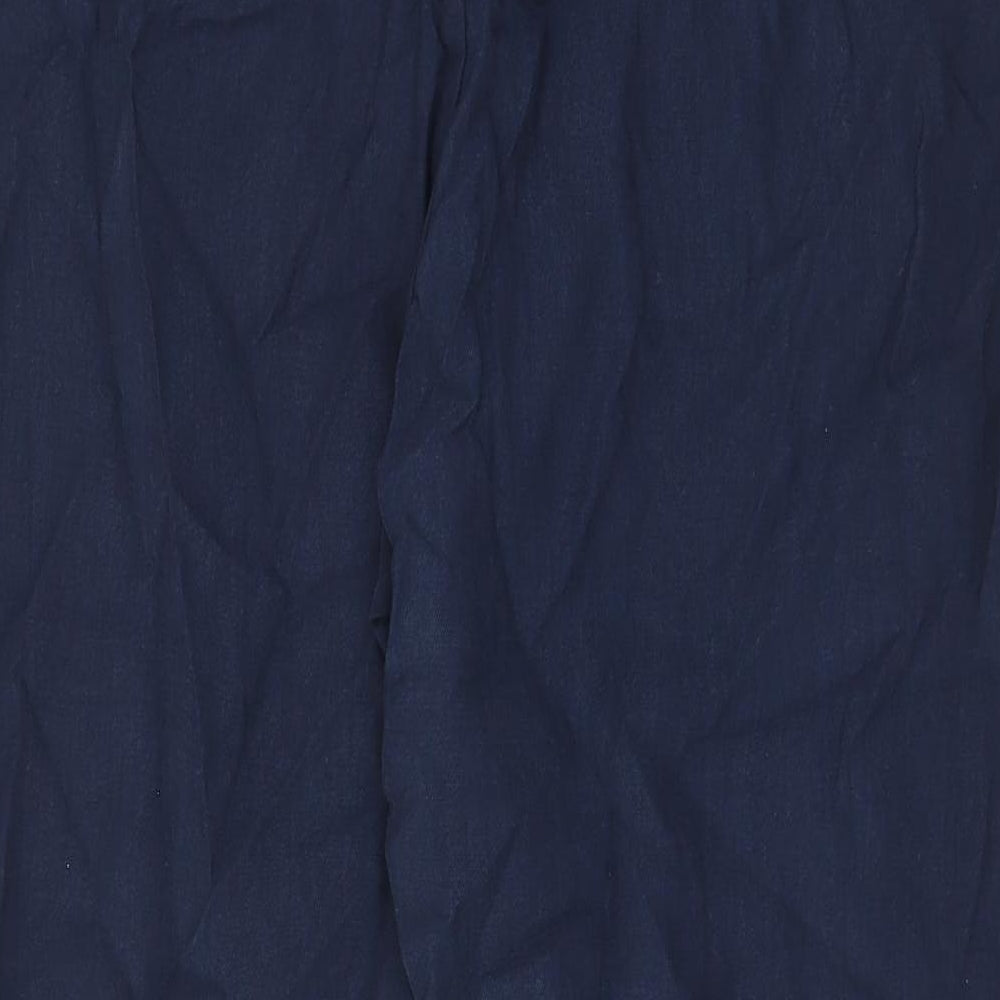 Marks and Spencer Womens Blue Lyocell Trousers Size 20 L28 in Regular Drawstring - Pockets, Elastic waist