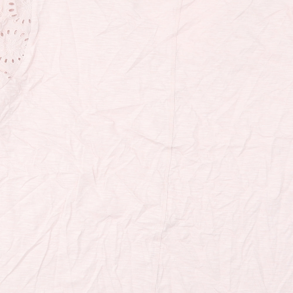 Per Una Womens Pink Cotton Basic T-Shirt Size 22 V-Neck - Embroided