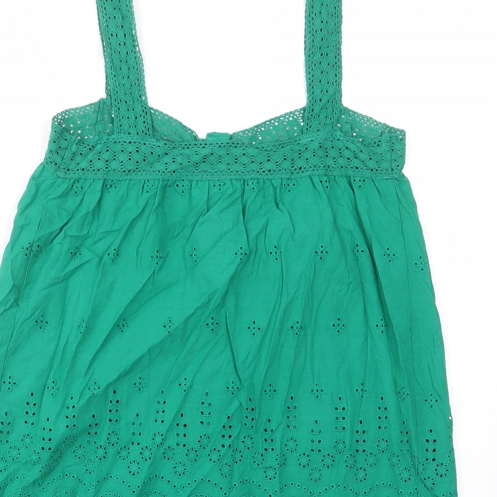 marks and Womens Green Cotton Basic Tank Size 8 Scoop Neck