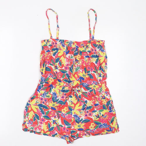 Marks and Spencer Womens Multicoloured Floral Viscose Playsuit One-Piece Size 8 Pullover