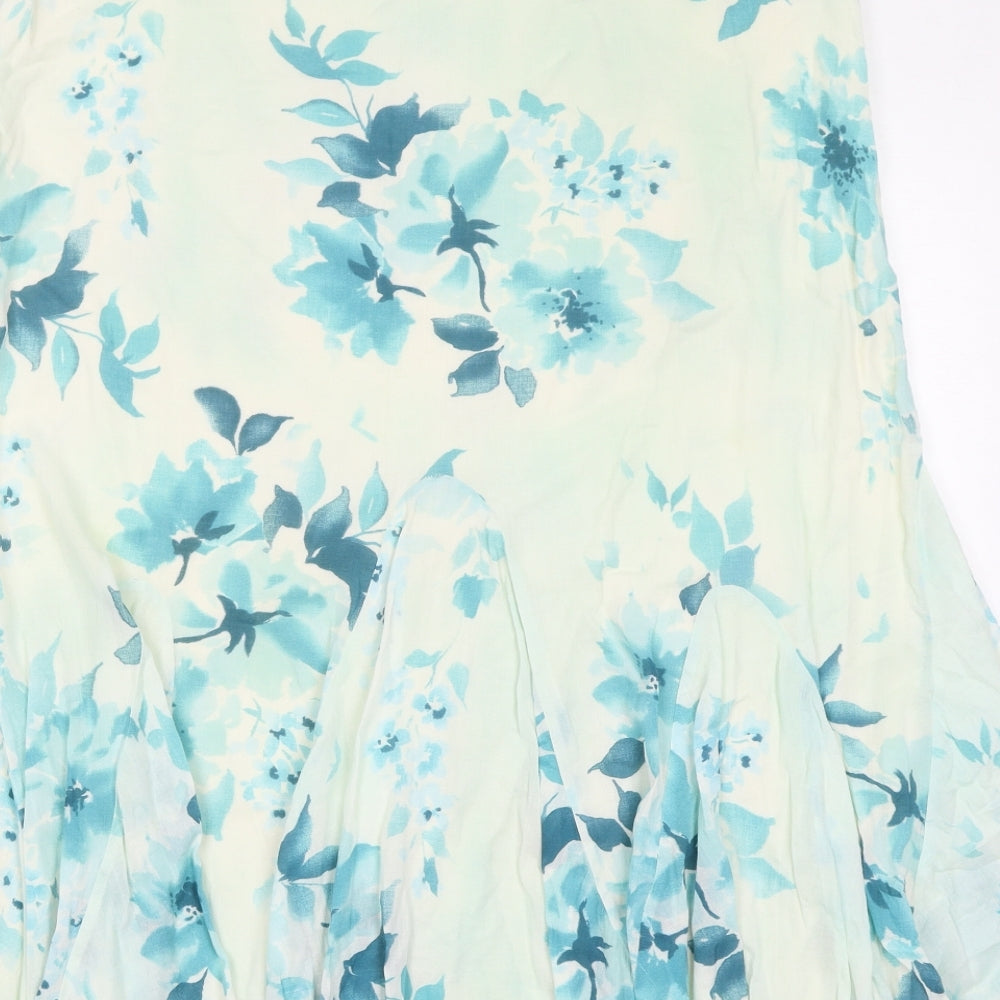 Per Una Womens Blue Floral Cotton A-Line Skirt Size 12