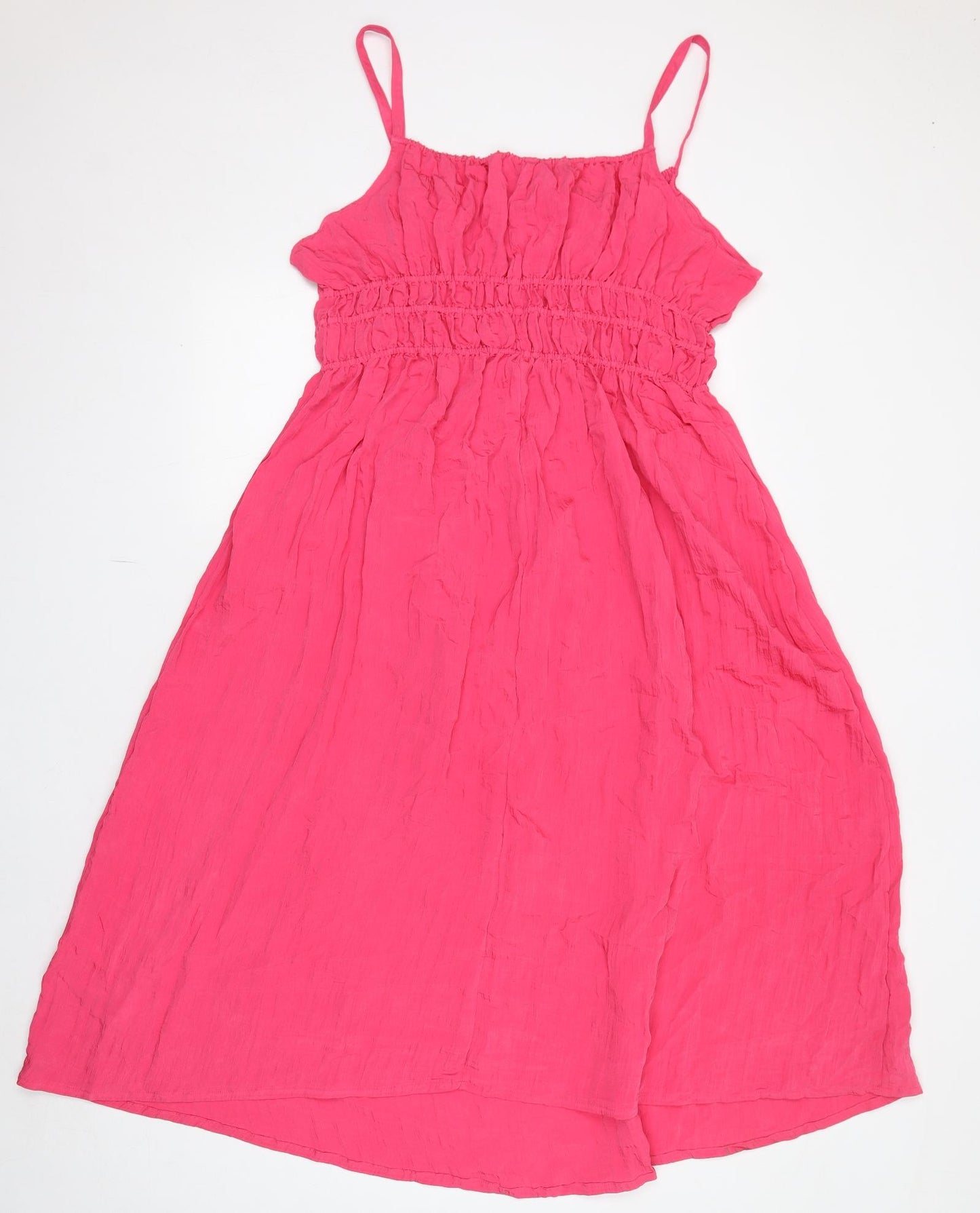 Marks and Spencer Womens Pink Polyester Tank Dress Size 20 Square Neck Pullover