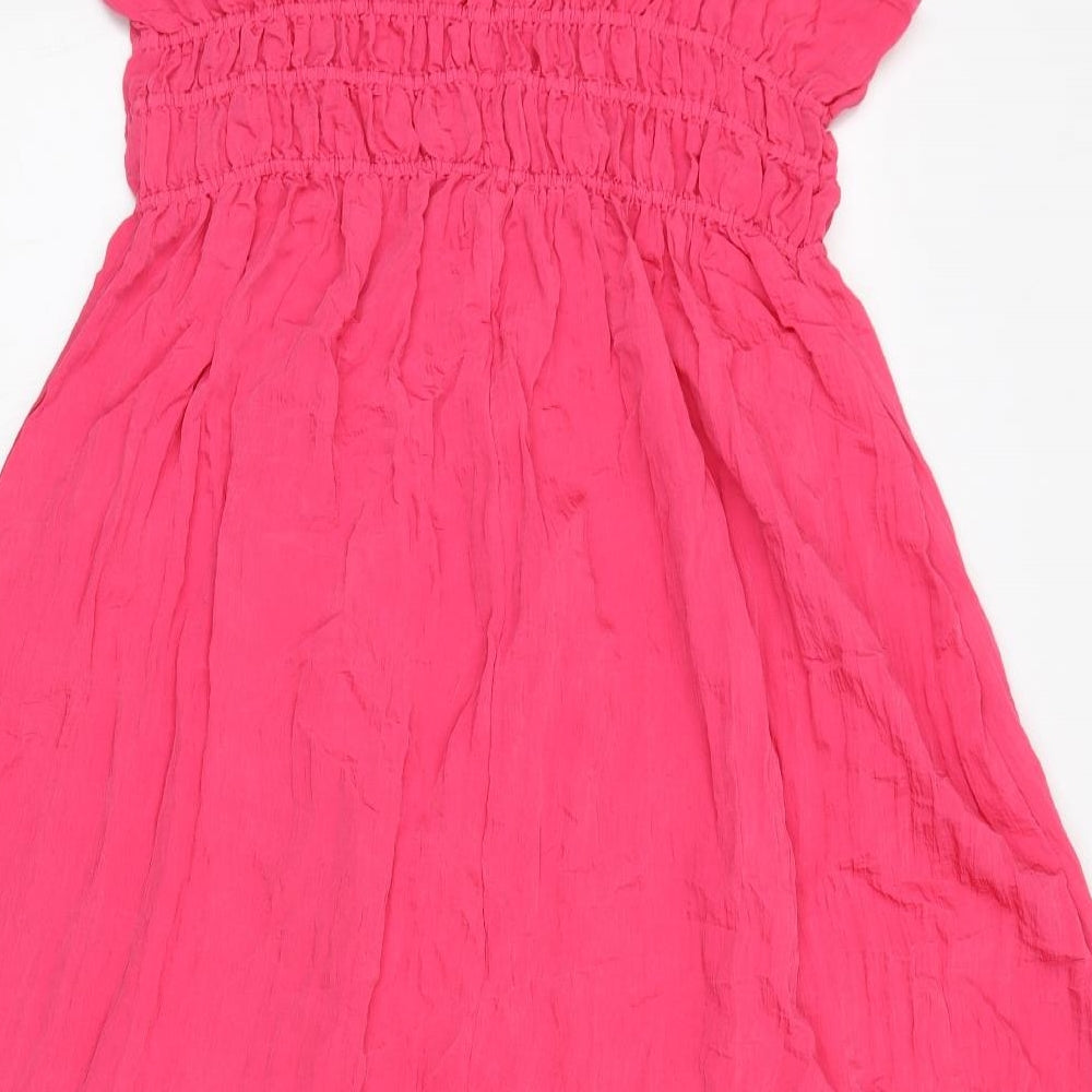 Marks and Spencer Womens Pink Polyester Tank Dress Size 20 Square Neck Pullover