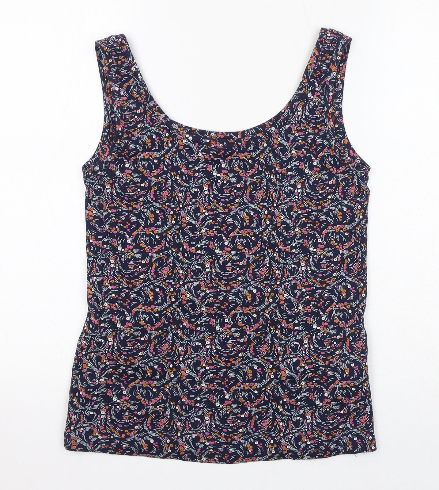 Marks and Spencer Womens Blue Floral Cotton Basic Tank Size 12 Scoop Neck