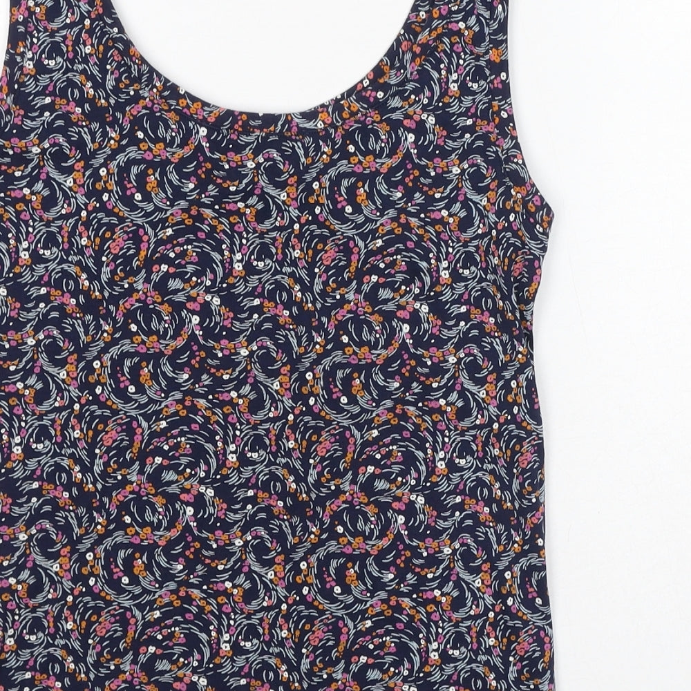 Marks and Spencer Womens Blue Floral Cotton Basic Tank Size 12 Scoop Neck
