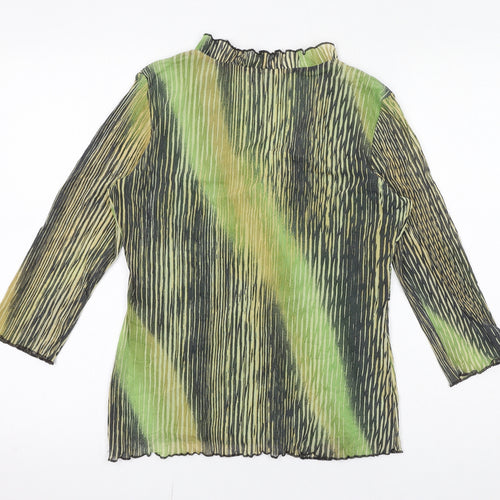 Per Una Womens Green Geometric Polyamide Basic Blouse Size 12 V-Neck