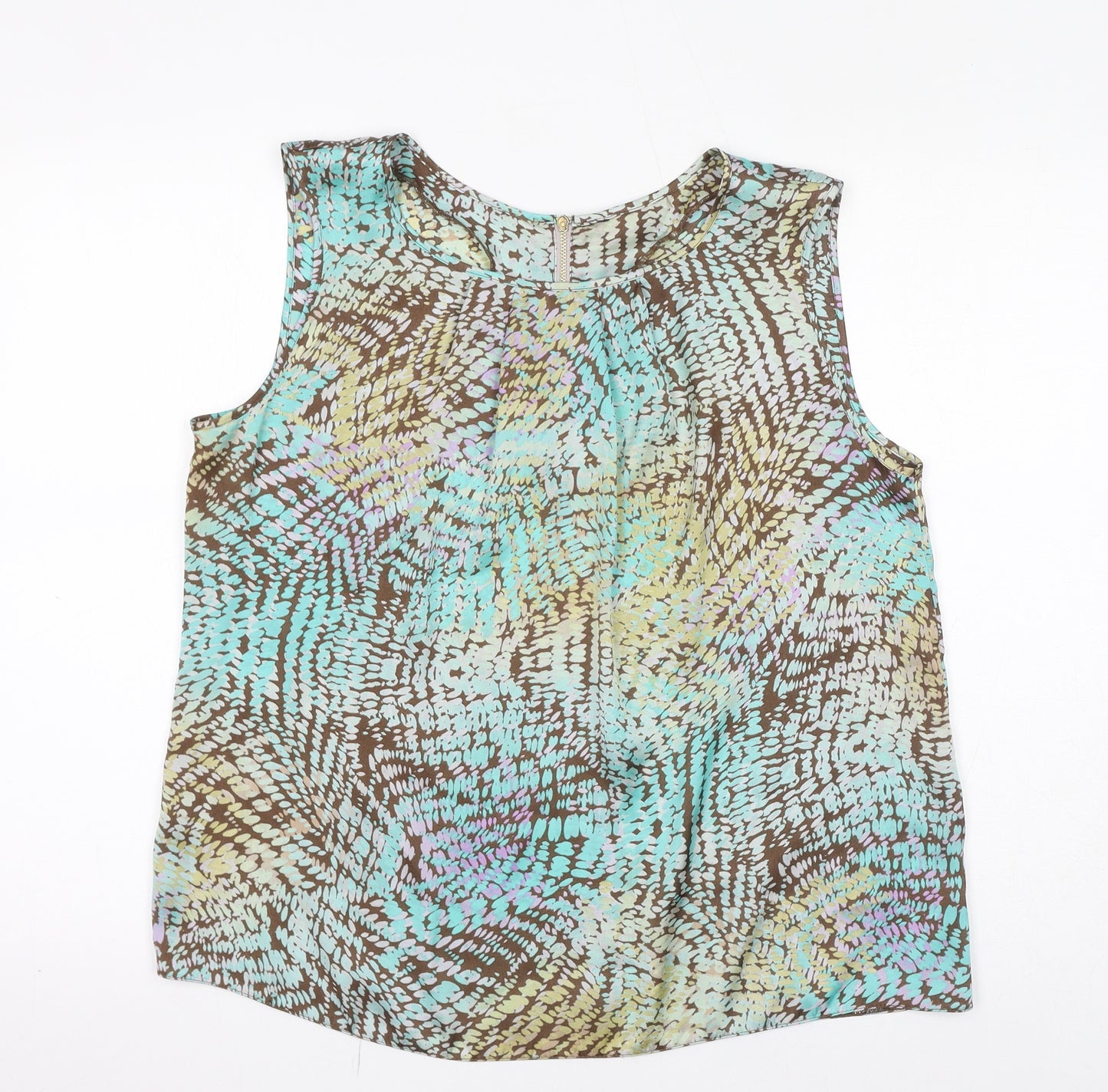 Marks and Spencer Womens Multicoloured Geometric Polyester Basic Tank Size 18 Round Neck