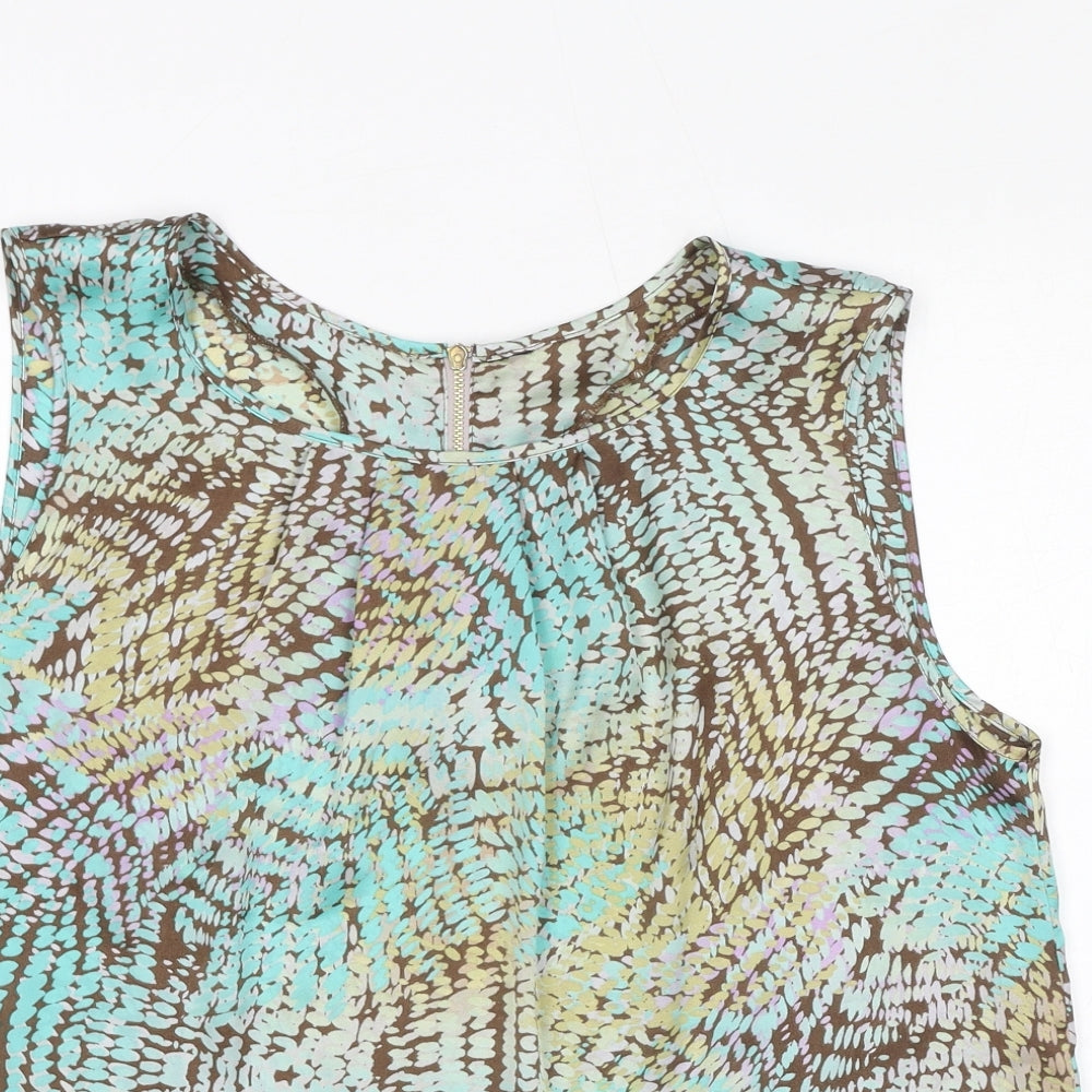 Marks and Spencer Womens Multicoloured Geometric Polyester Basic Tank Size 18 Round Neck