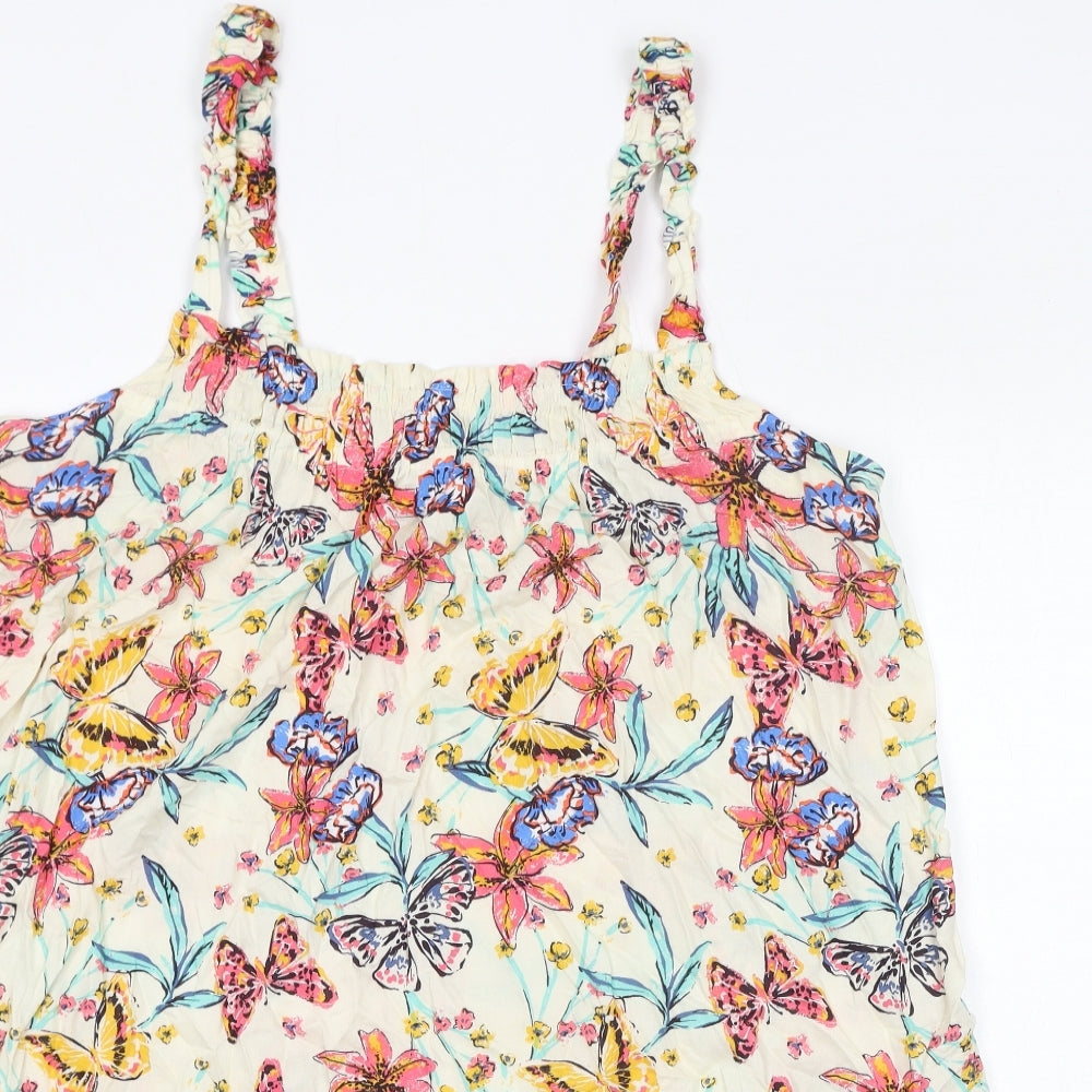 Marks and Spencer Womens Multicoloured Floral Viscose Tank Dress Size 18 Square Neck Pullover - Butterflies