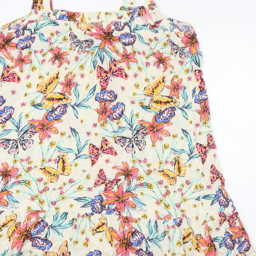 Marks and Spencer Womens Multicoloured Floral Viscose Tank Dress Size 18 Square Neck Pullover - Butterflies
