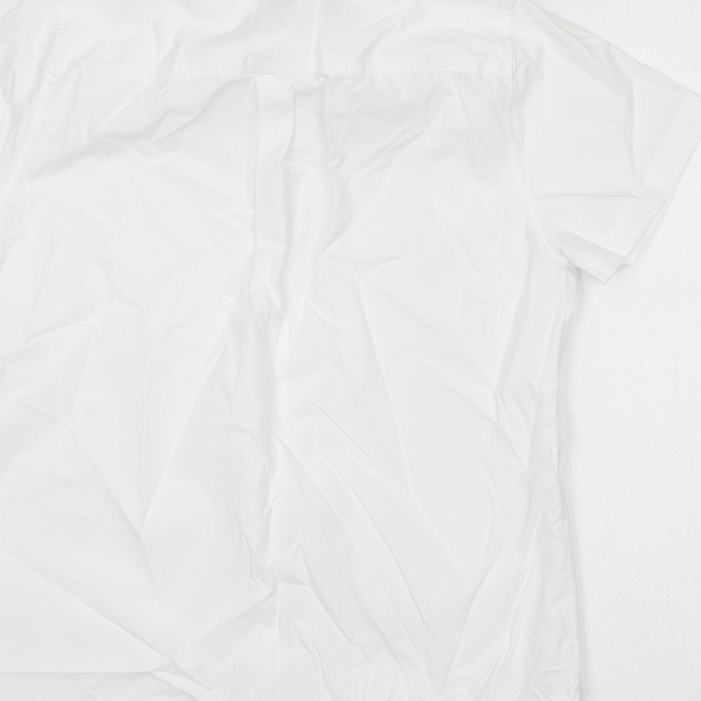 Lands' End Womens White Polyester Basic Button-Up Size 10 Collared