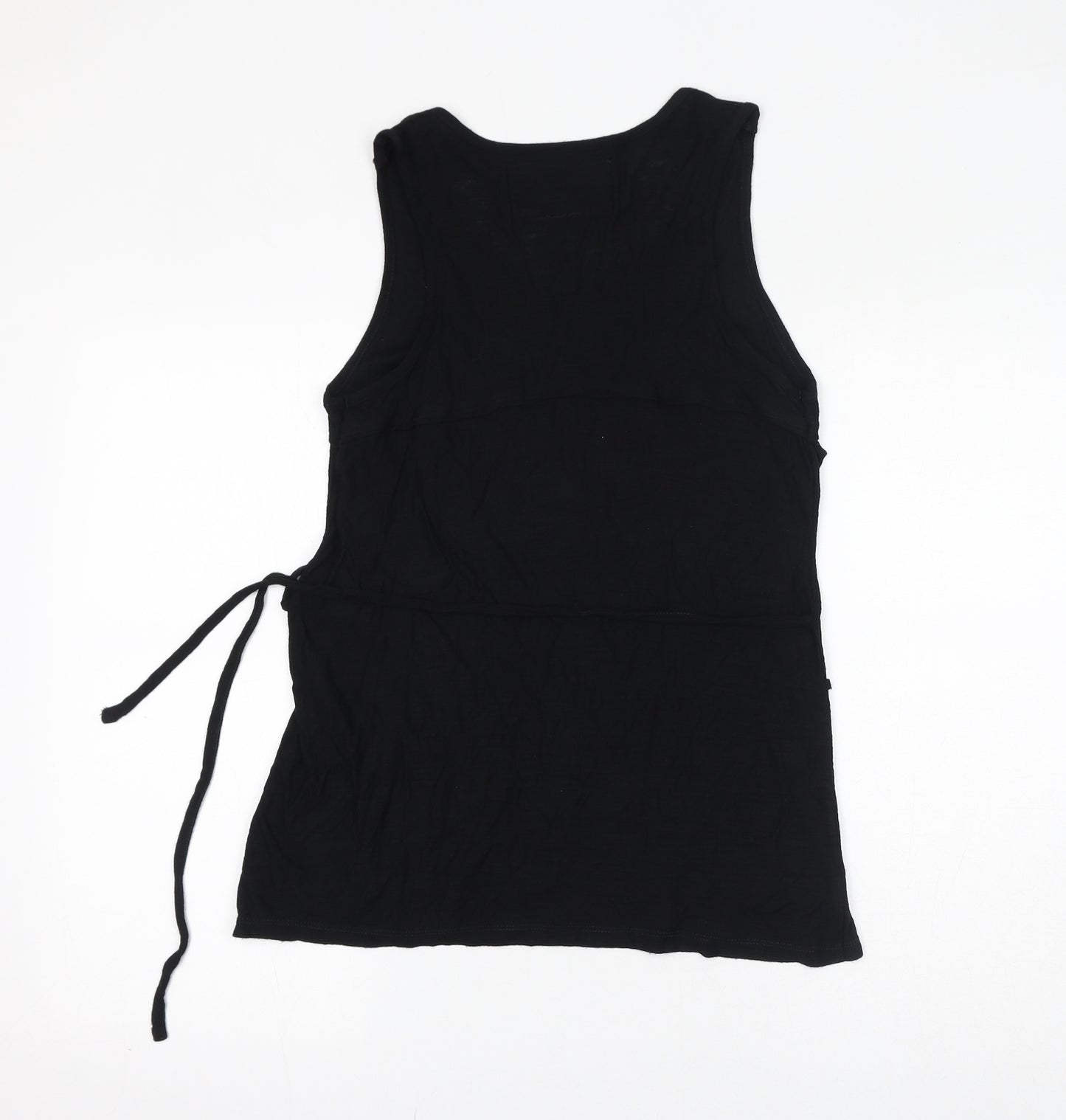 John Rocha Womens Black Viscose Basic Tank Size 12 Scoop Neck - Beads, Ruffles