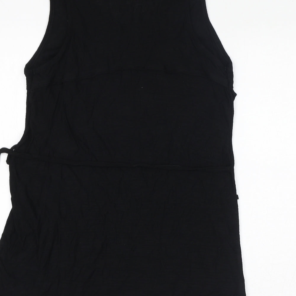 John Rocha Womens Black Viscose Basic Tank Size 12 Scoop Neck - Beads, Ruffles