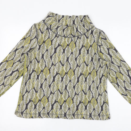 White Stuff Womens Green Mock Neck Geometric Cotton Pullover Jumper Size 10 - Leaves