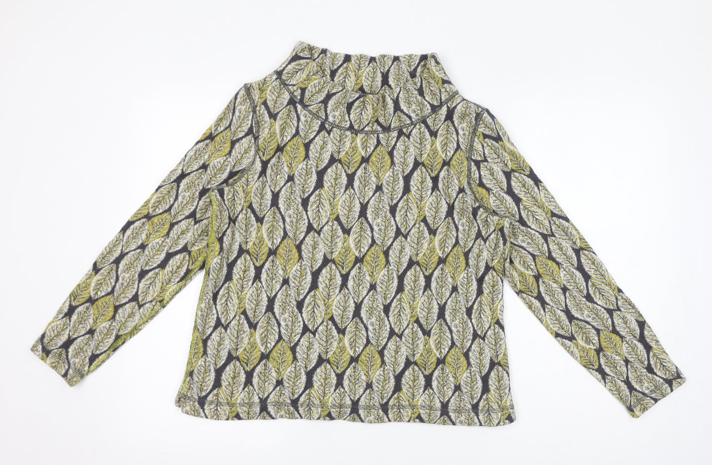 White Stuff Womens Green Mock Neck Geometric Cotton Pullover Jumper Size 10 - Leaves