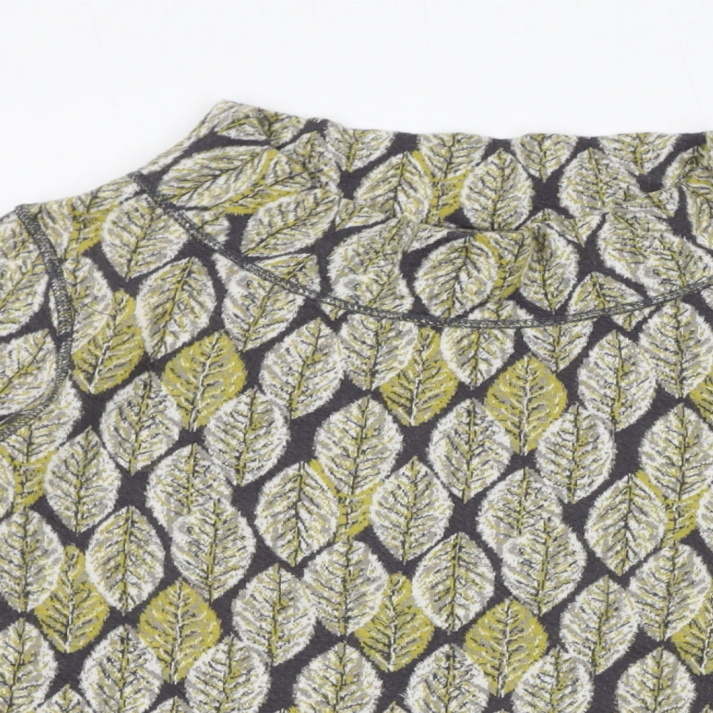 White Stuff Womens Green Mock Neck Geometric Cotton Pullover Jumper Size 10 - Leaves