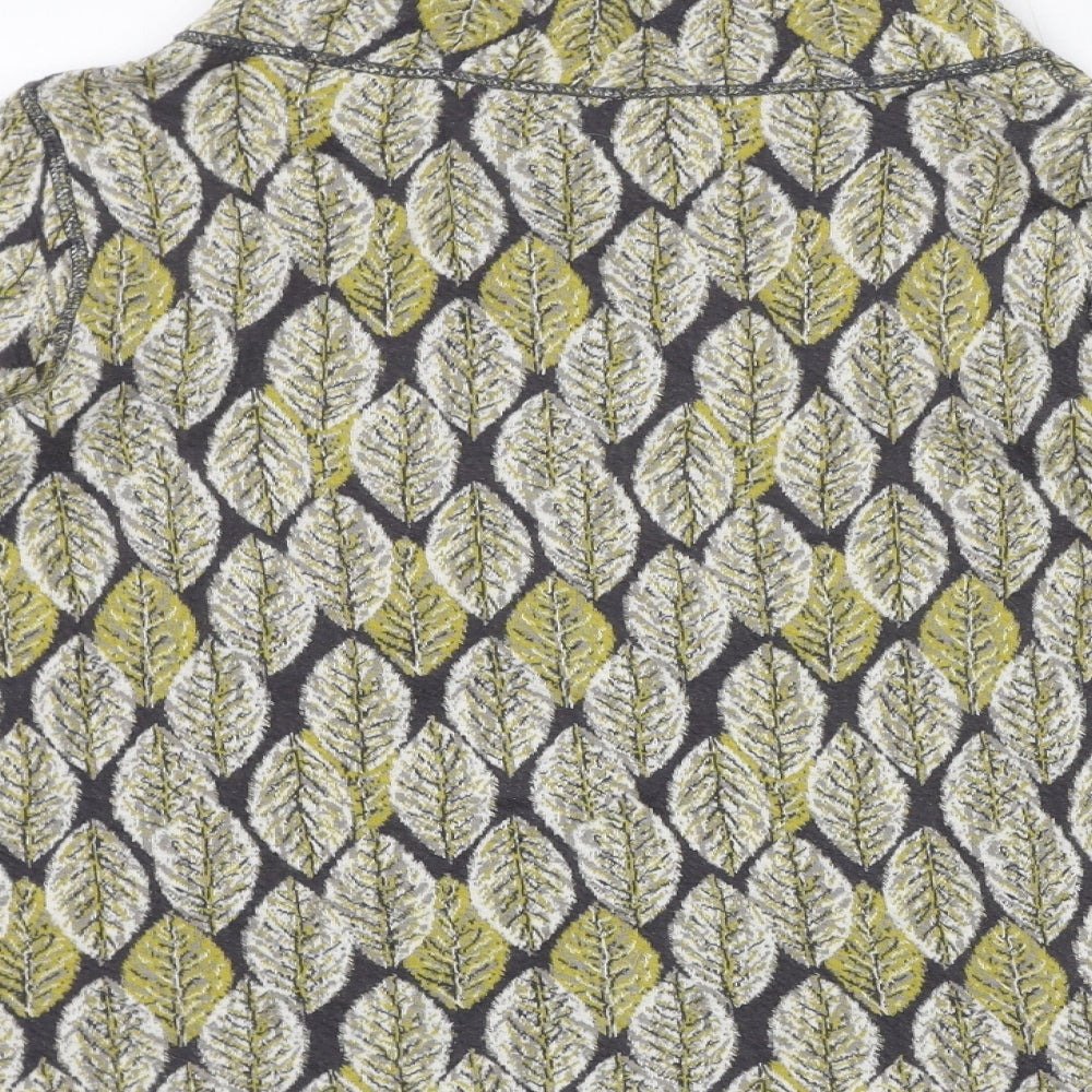 White Stuff Womens Green Mock Neck Geometric Cotton Pullover Jumper Size 10 - Leaves