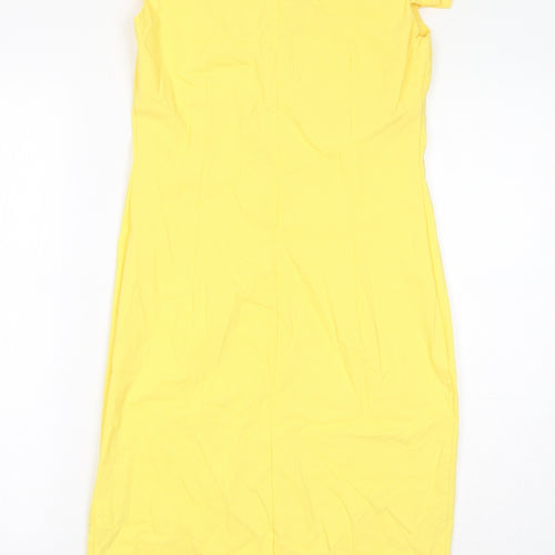 City Godsess Womens Yellow Viscose Shift Size 14 Square Neck Zip - Asymmetric Neckline