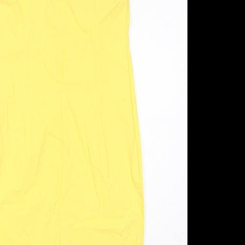 City Godsess Womens Yellow Viscose Shift Size 14 Square Neck Zip - Asymmetric Neckline