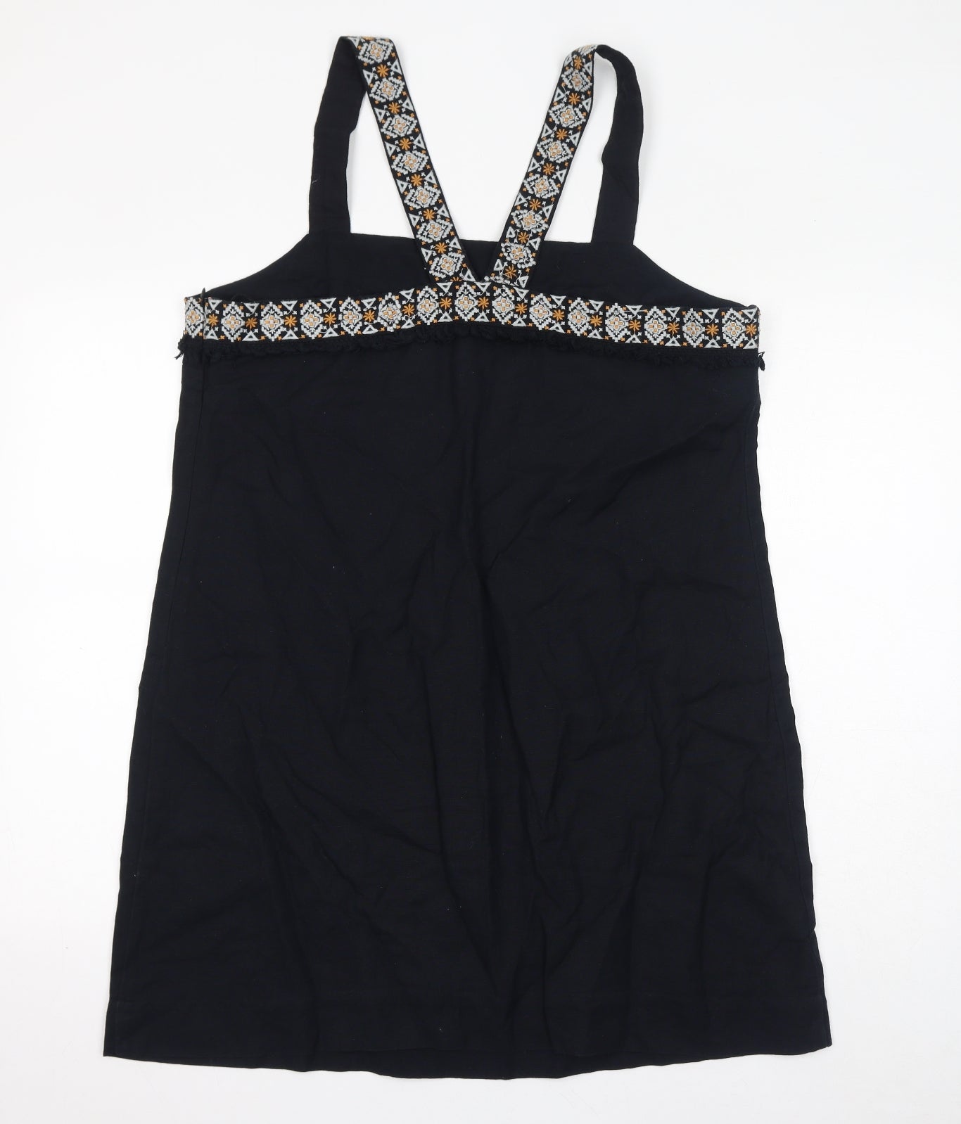 New Look Womens Black Geometric Cotton Basic Tank Size 16 Square Neck - Embroidered