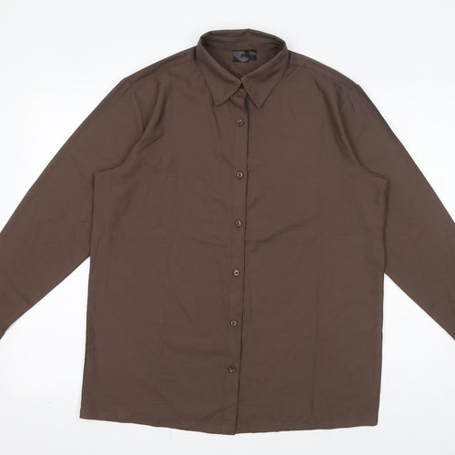 Destello Womens Brown Polyester Basic Button-Up One Size Collared
