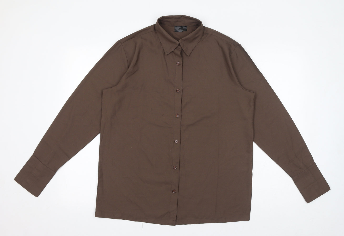 Destello Womens Brown Polyester Basic Button-Up One Size Collared