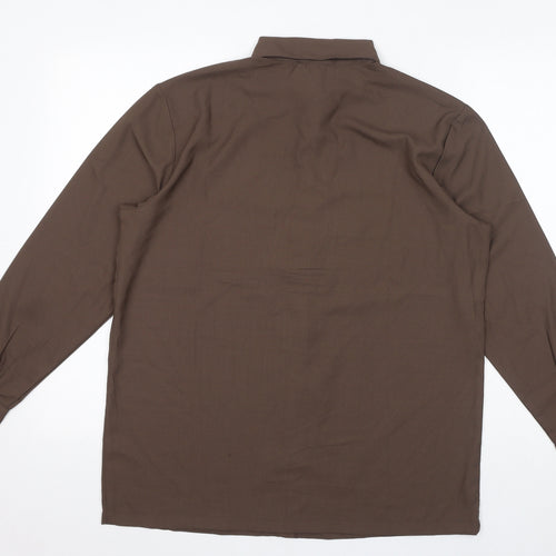 Destello Womens Brown Polyester Basic Button-Up One Size Collared