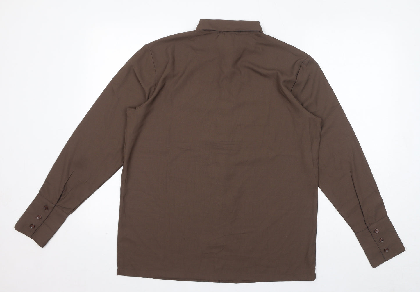 Destello Womens Brown Polyester Basic Button-Up One Size Collared
