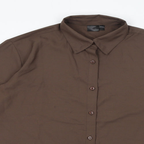 Destello Womens Brown Polyester Basic Button-Up One Size Collared
