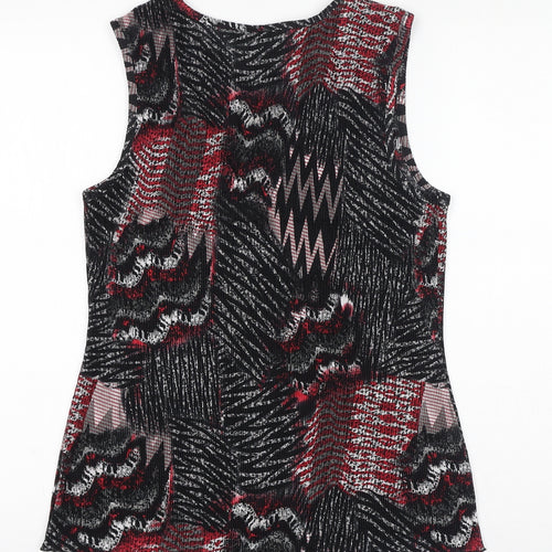 Tradition Womens Red Geometric Polyester Basic Tank Size 6 Round Neck - Size 6-8