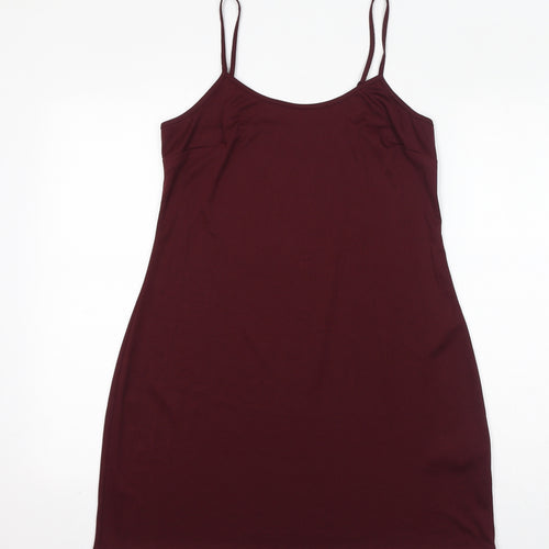 New Look Womens Red Polyester Tank Dress Size 12 Round Neck Pullover
