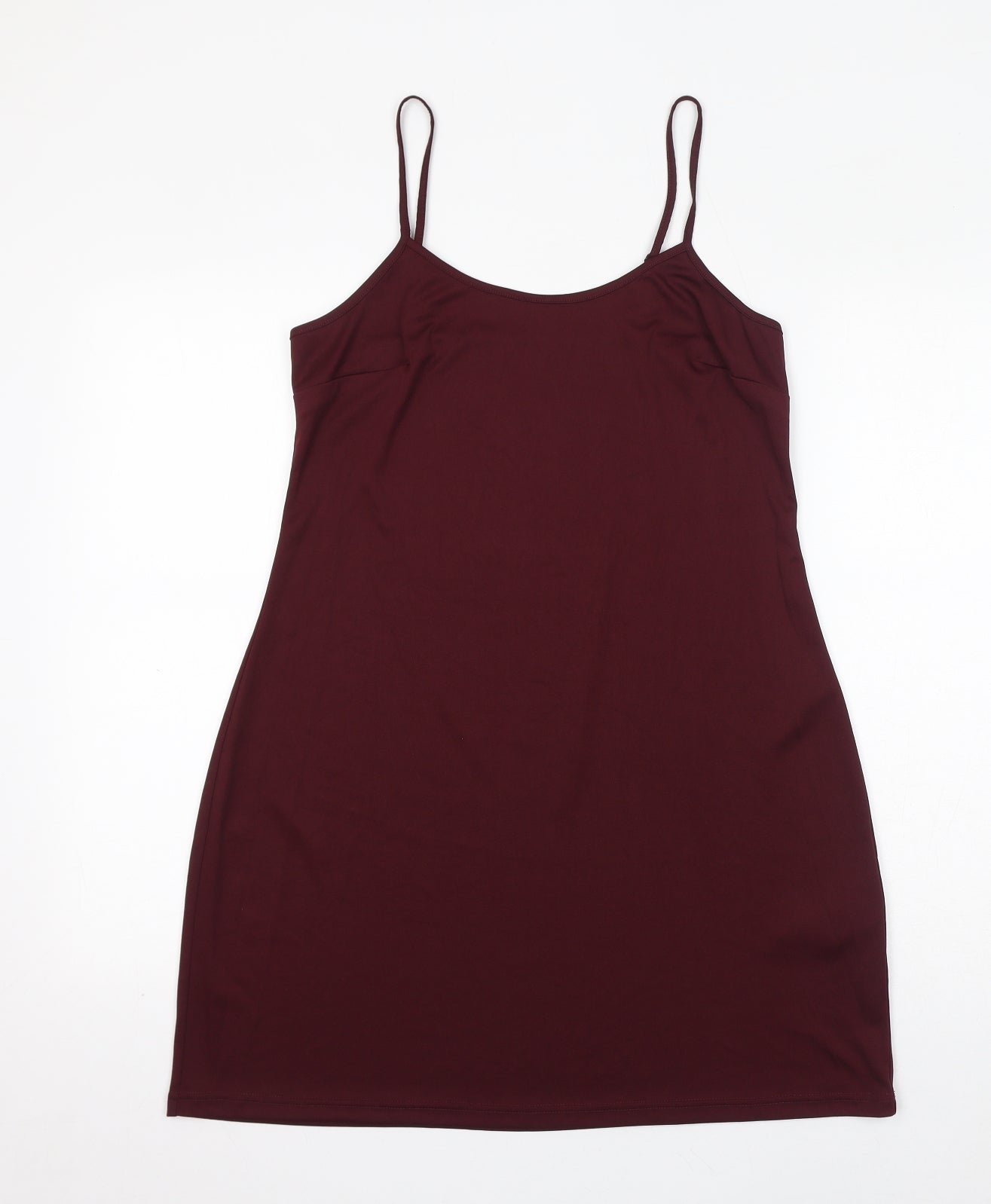 New Look Womens Red Polyester Tank Dress Size 12 Round Neck Pullover