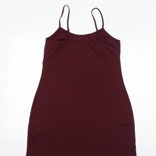 New Look Womens Red Polyester Tank Dress Size 12 Round Neck Pullover