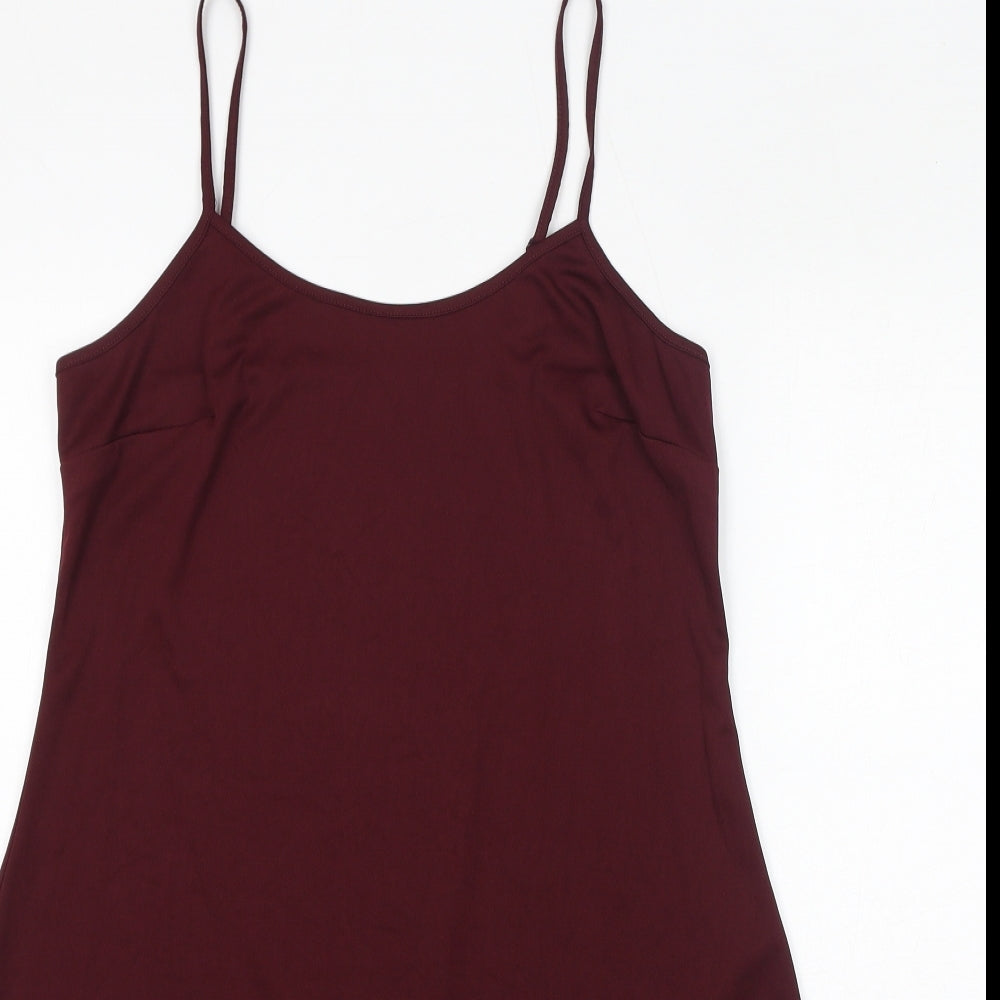 New Look Womens Red Polyester Tank Dress Size 12 Round Neck Pullover