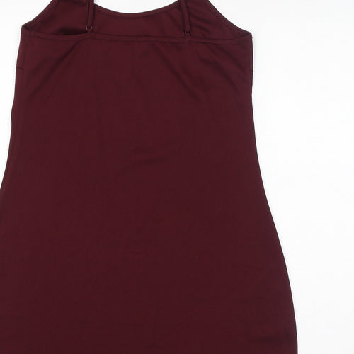 New Look Womens Red Polyester Tank Dress Size 12 Round Neck Pullover