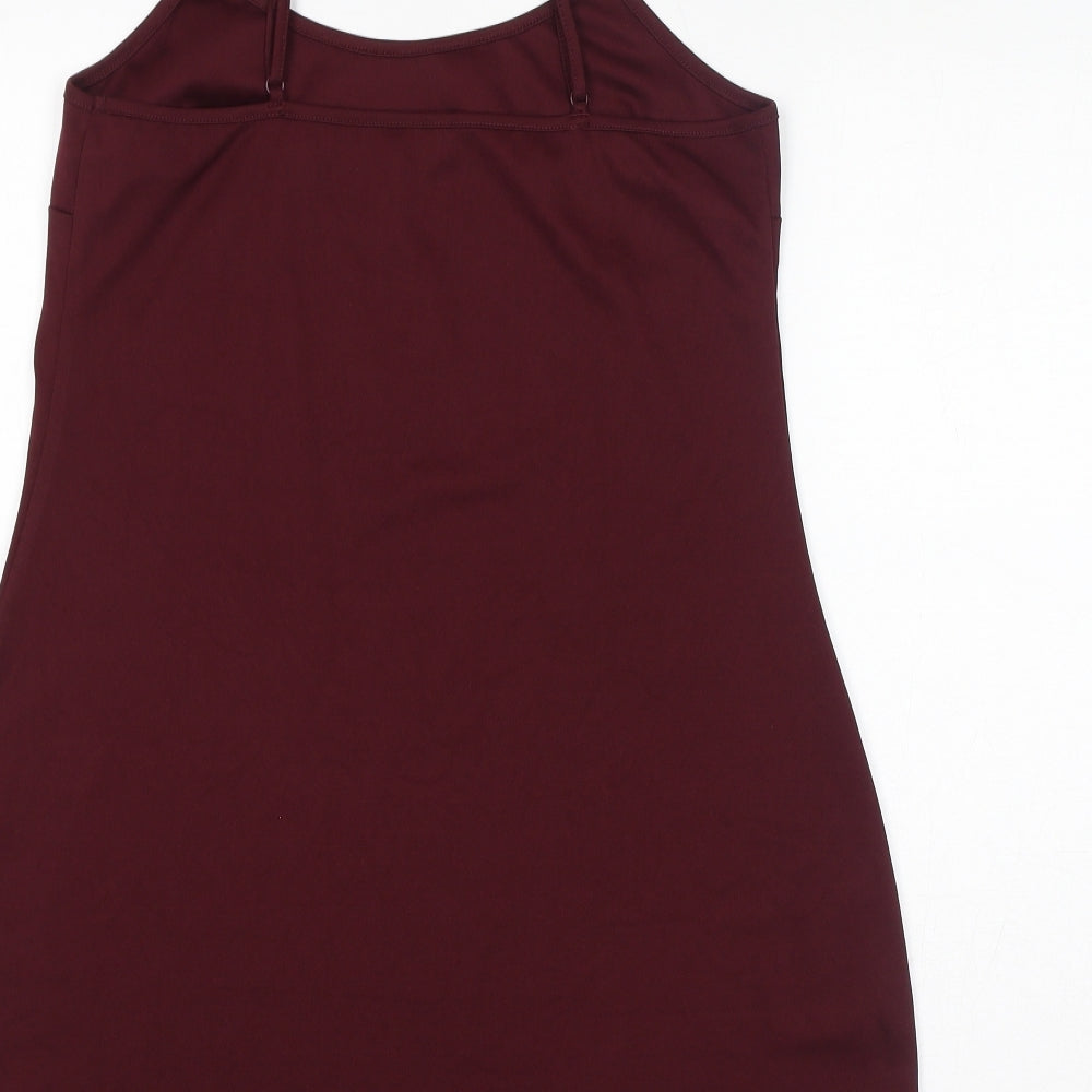 New Look Womens Red Polyester Tank Dress Size 12 Round Neck Pullover