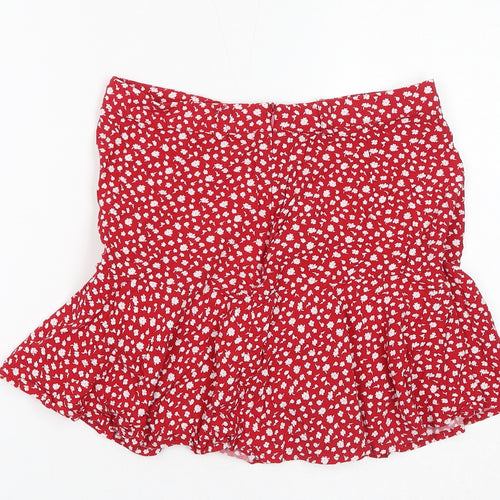 Review Womens Red Floral Viscose Skort Skirt Size S Zip