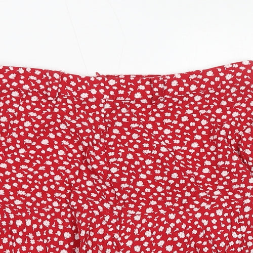 Review Womens Red Floral Viscose Skort Skirt Size S Zip