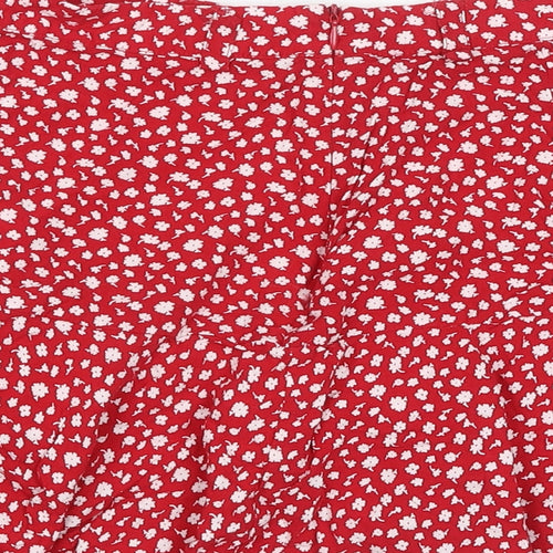 Review Womens Red Floral Viscose Skort Skirt Size S Zip