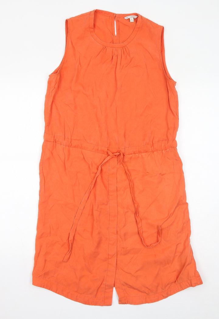 Gap Womens Orange Lyocell Tank Dress Size M Round Neck Button