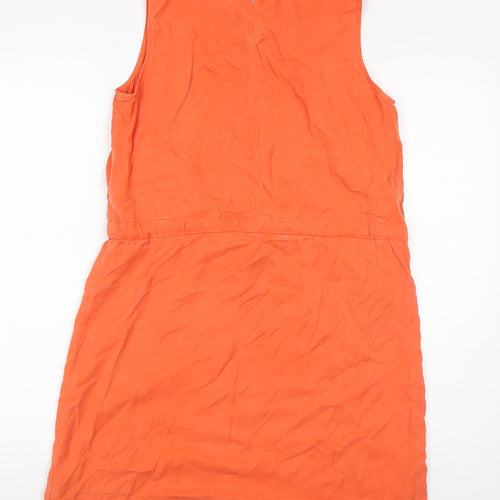 Gap Womens Orange Lyocell Tank Dress Size M Round Neck Button