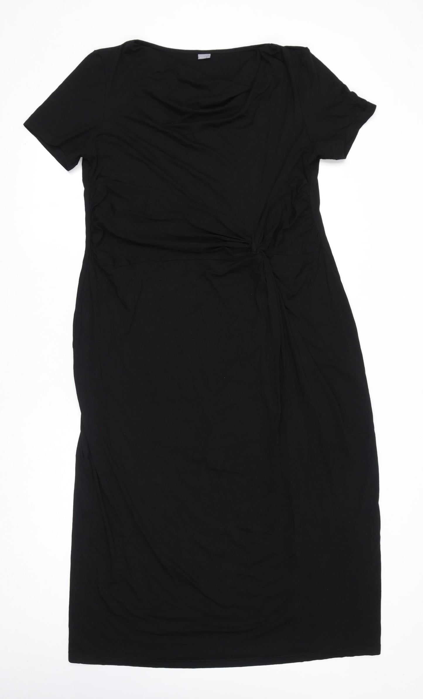 Privacy Womens Black Viscose T-Shirt Dress Size 20 Round Neck Pullover - Twist Detail