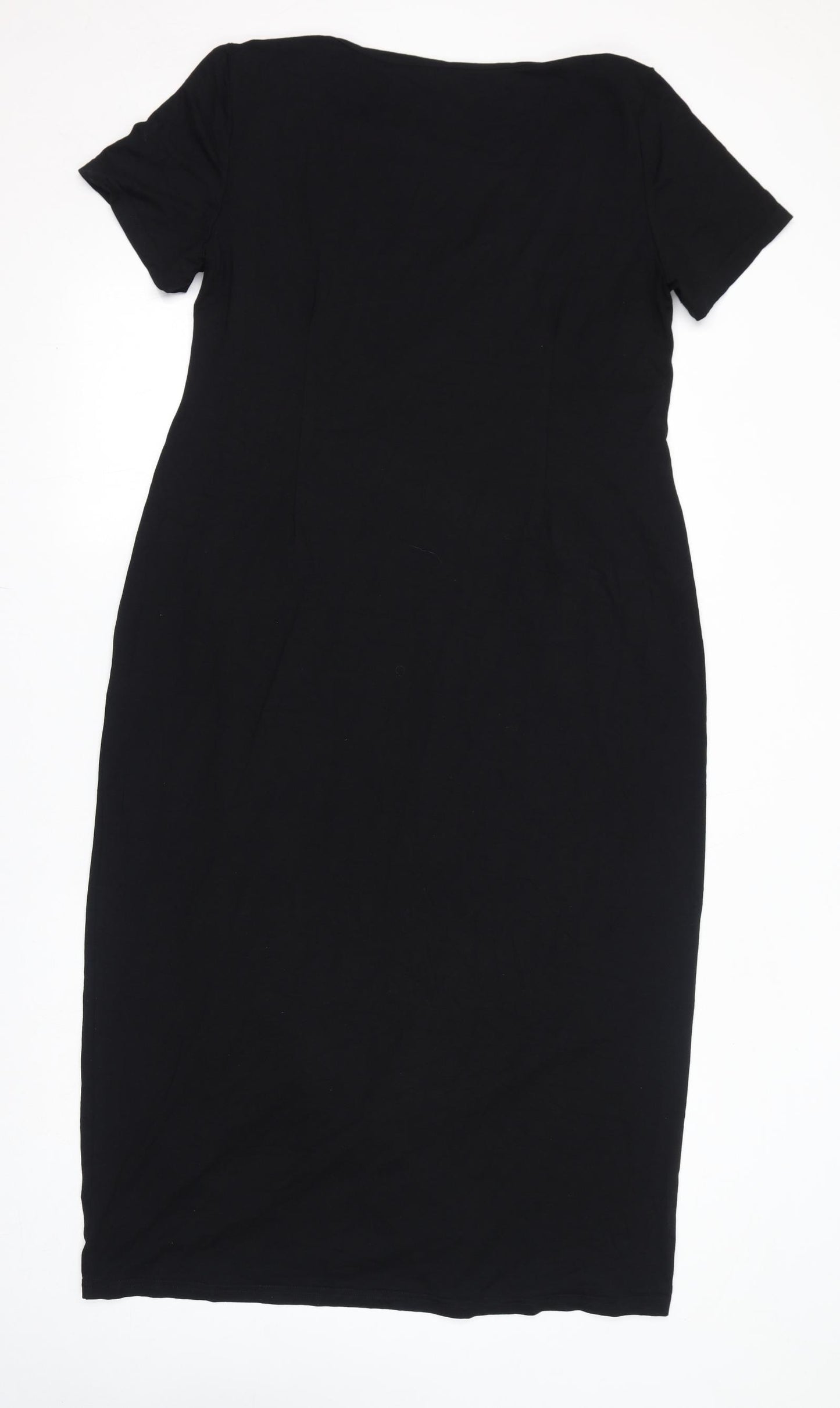 Privacy Womens Black Viscose T-Shirt Dress Size 20 Round Neck Pullover - Twist Detail