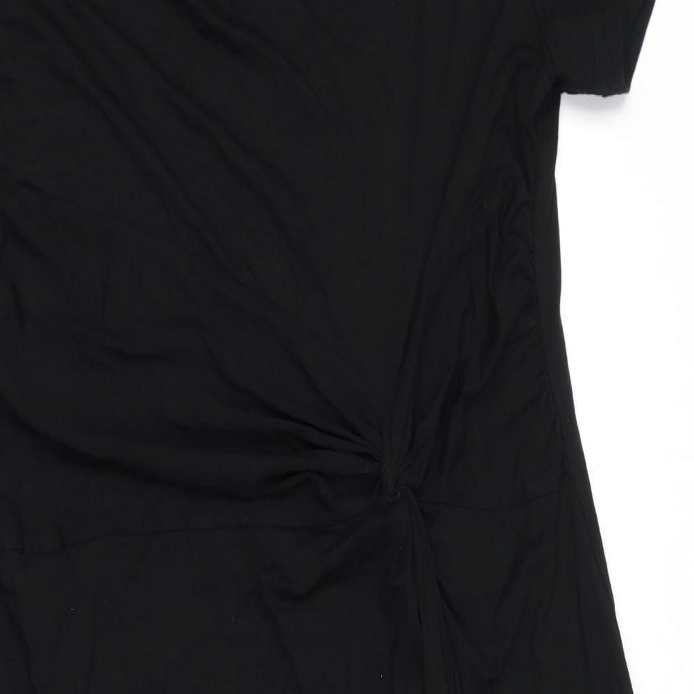 Privacy Womens Black Viscose T-Shirt Dress Size 20 Round Neck Pullover - Twist Detail