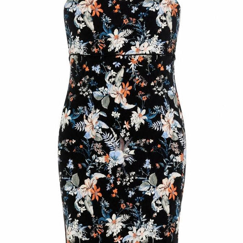 Marks and Spencer Womens Black Floral Viscose Bodycon Size 12 V-Neck Pullover